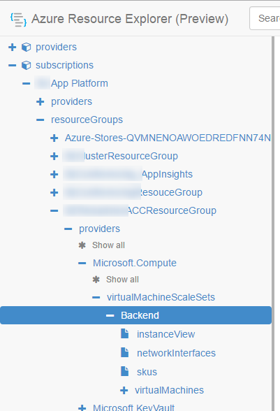 Resource Explorer left pane